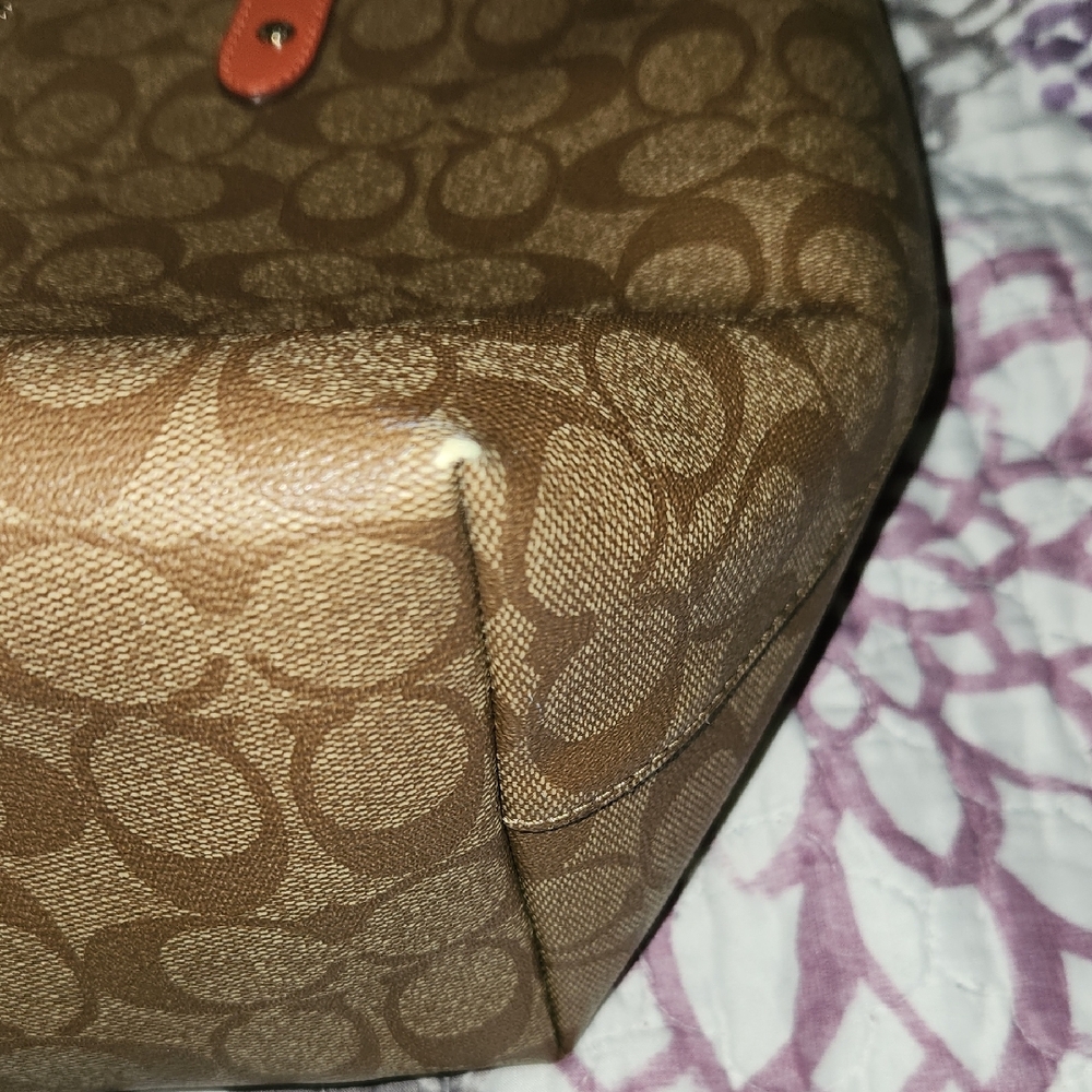 Coach Tan and Orange Signature Tote - Picture 4 of 4